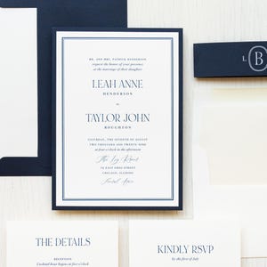Blue Monogram - Wedding Invitation - Sample