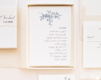 Natural and Elegant Ivory Box Wedding Invitation - All White - Sample