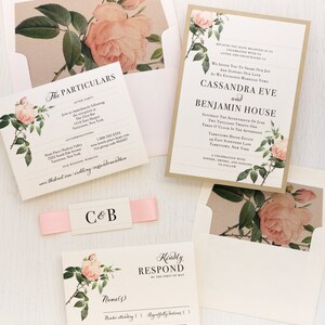Ivory & Blush Floral Wedding Invitation Sample image 5