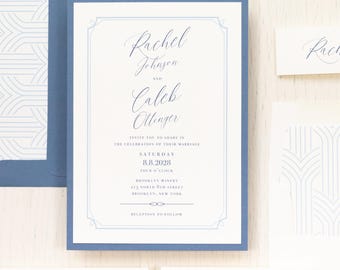 Blue & Ivory - Wedding Invitation - Sample