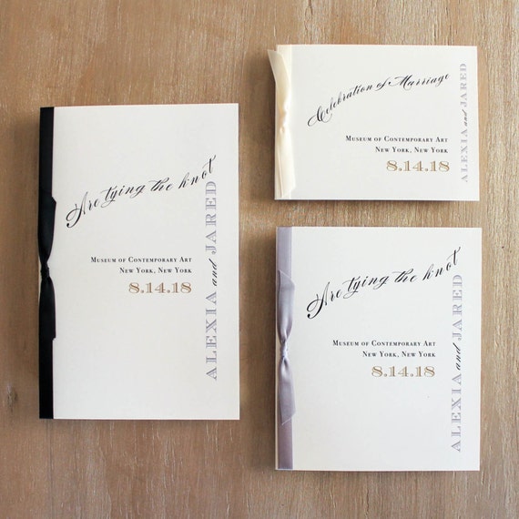 Calligraphy Wedding Programs With Gold Silver Black Or Etsy