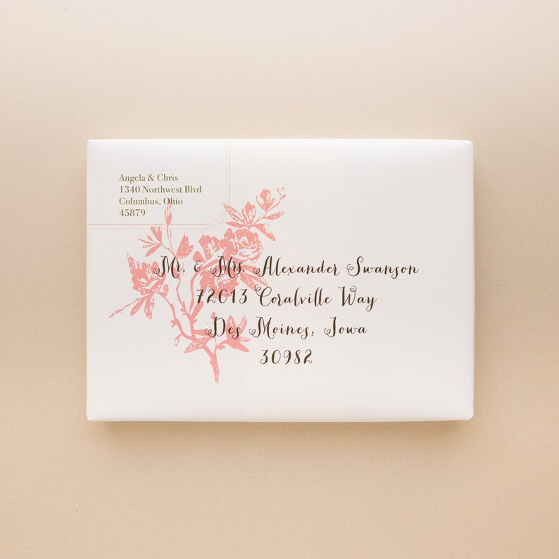 Rustic Elegant Blush and Ivory Box Wedding Invitation Peach Love Birds Sample image 3