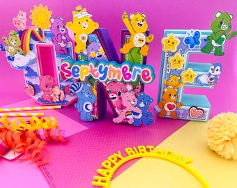 cute Bears Birthday Decoration: Cake,cake Topper, 3D Letter,centerpiece,favor box, bears party