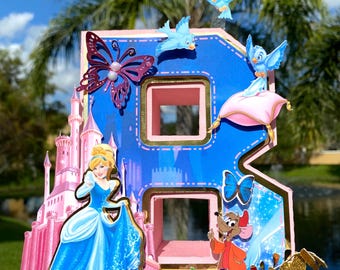 Cinderella Party Cake Topper, Cupcake Centerpiece, Favor Box,centerpiece, 3d letter,cupcake topper, favor bags