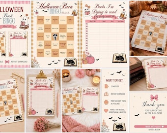 Halloween-Buchbingo-Leseherausforderung | Gruselige Herbst-Leseliste (Digitaler Download)