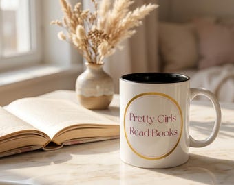 „Hübsche Mädchen lesen Bücher“-Tasse | Kaffeetasse mit Akzent, 325 ml (11 oz) und 440 ml (15 oz)