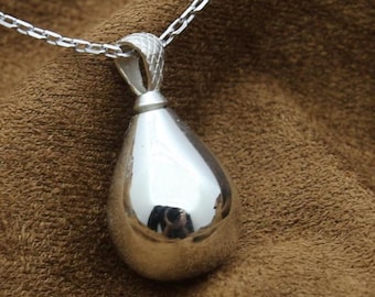 Urnhalsband med tårdroppe – 925 sterlingsilver, toppmatat minneshänge (3 storlekar)