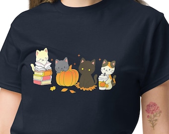 Fall cat t shirt cozy season autumn cats tee pumpkin spice latte shirt cat lover gift (plus sizes available)