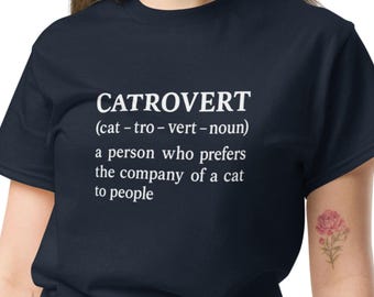 Camiseta divertida con definición de gato, camiseta introvertida para amantes de los gatos (tallas grandes disponibles)