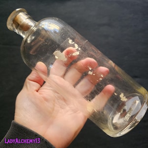 Vintage Antique Clear Glass Bottle with Cork Collectible LadyAlchemy13