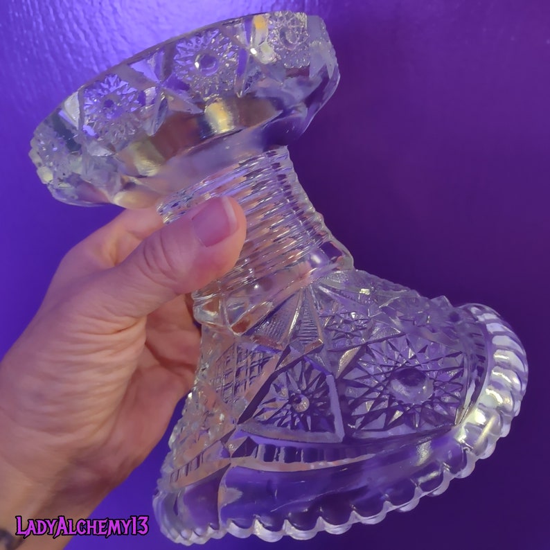 Vintage Leaded Glass Punch Bowl Stand Sphere Orb Holder Etsy