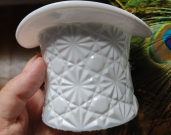 Vintage Milk Glass Daisy and Button Pattern Top Hat