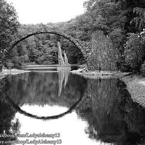 Devil&#39;s Bridge Ring Reflection Germany Most Beautiful Places Stone Bridge Signed Photo Surreal Dark Jewel Tones Art by LadyAlchemy13