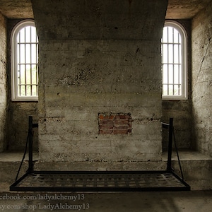 Old Beauregard Jail Cell Prison Louisiana Hanging Arched Windows Cot Gothic Historic Photo Surreal Dark Jewel Tones Art by LadyAlchemy13