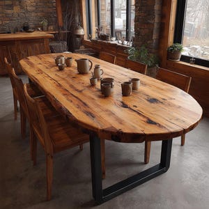 Handmade Rustic Solid Wood Dining Table: Farmhouse Kitchen Furniture