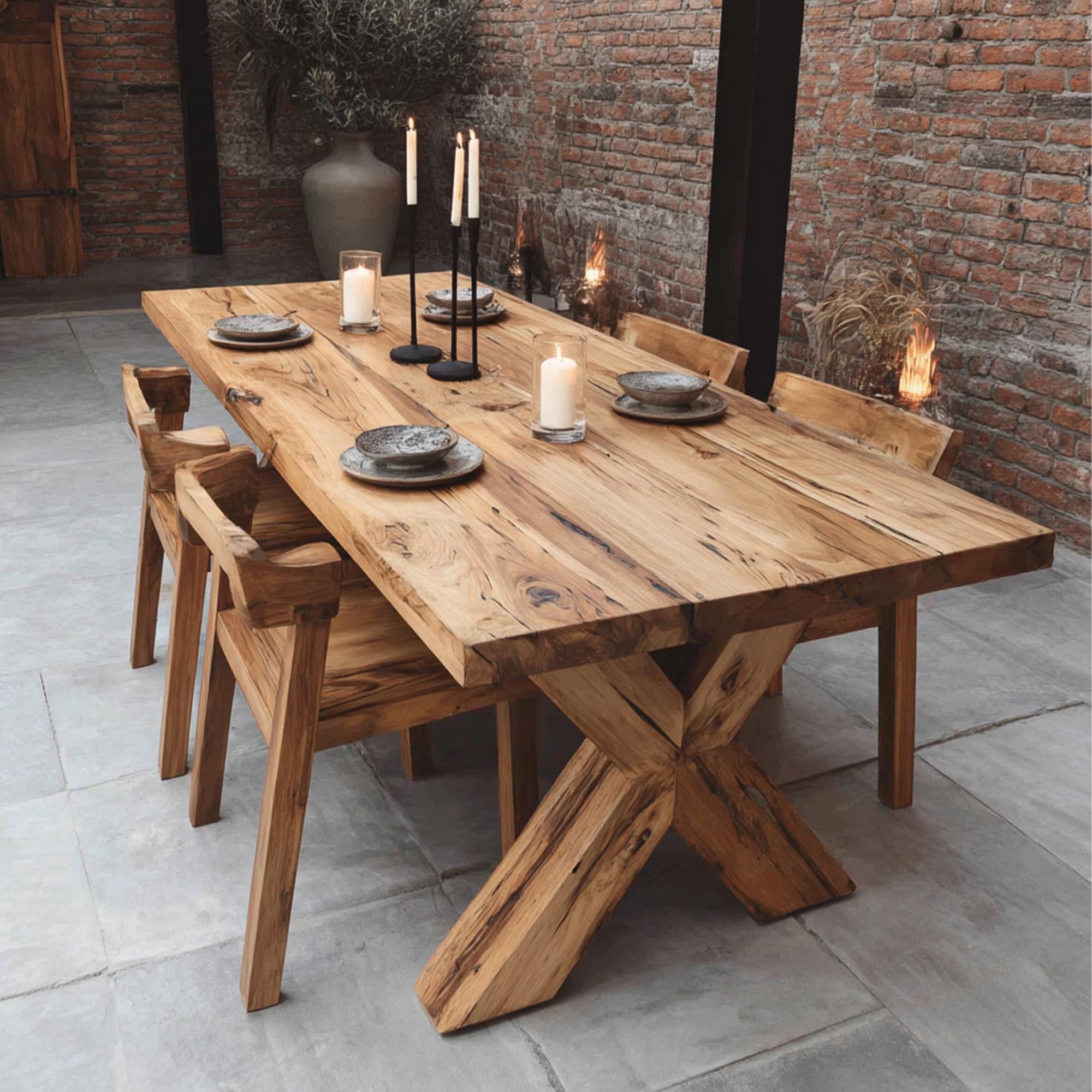 Handmade Solid Wood Farmhouse Dining Table: Rustic Kitchen Furniture ...
