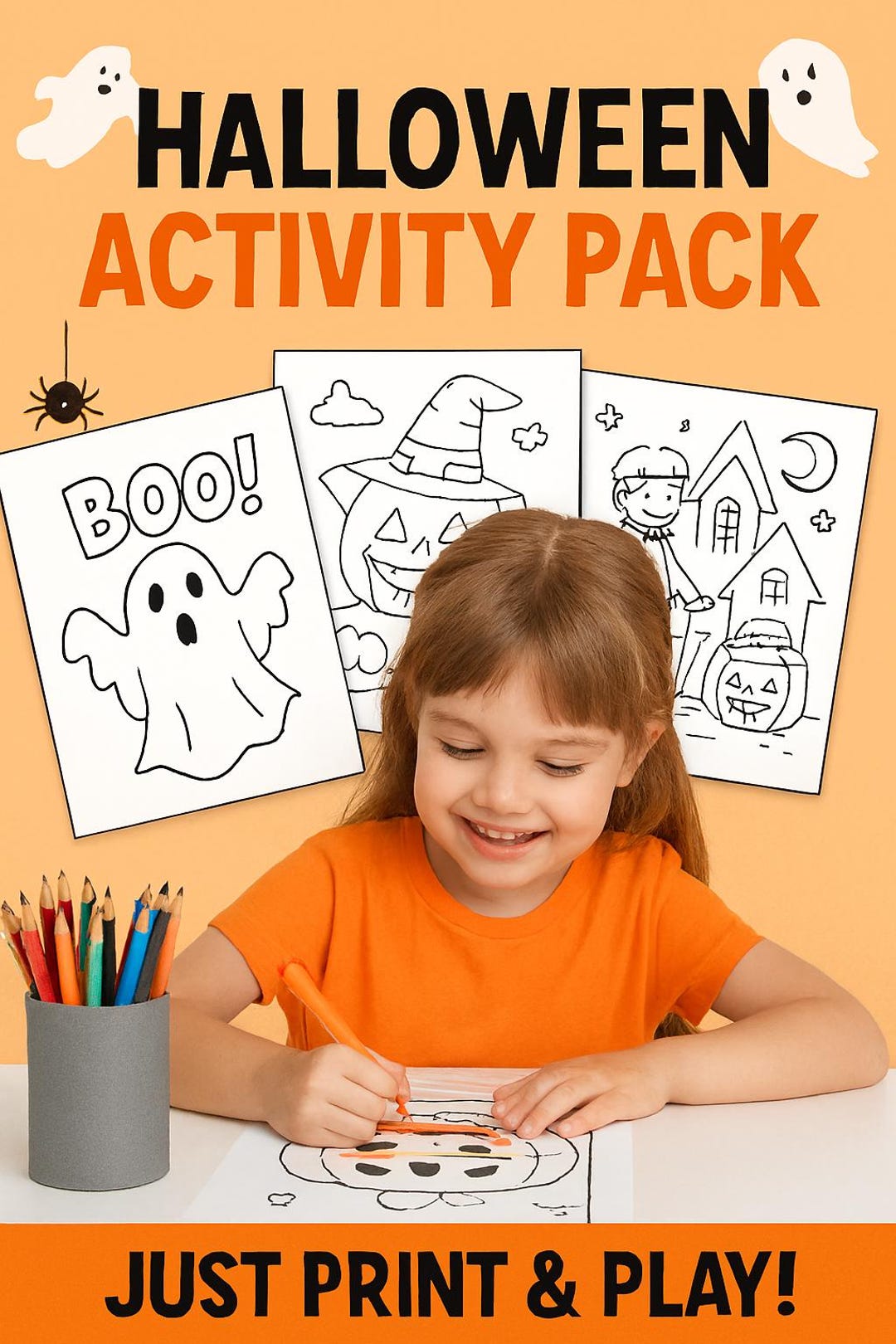 Halloween Coloring Pages for Kids | Printable Digital Download - Etsy