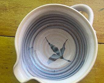 Rustic vintage stoneware batter bowl - signed studio handmade pottery