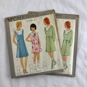 Girl&#39;s 1930&#39;s Dress Sewing Pattern Vintage Art Deco McCall 6502 Size 6 or 10 Thirties 30s Dress Factory Folded 1931 Wedding Tea Time Wedding
