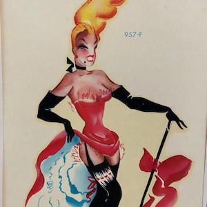Vintage PINUP 1950 NOS Decal Meyercord Can Dancer Washable Transfer Mid Century MidCentury