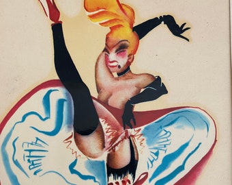NOS Vintage PINUP 1950's Decal Meyercord Can Can Dancer Washable Transfer Mid Century MidCentury