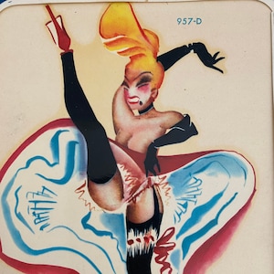 NOS Vintage PINUP 1950&#39;s Decal Meyercord Can Can Dancer Washable Transfer Mid Century MidCentury