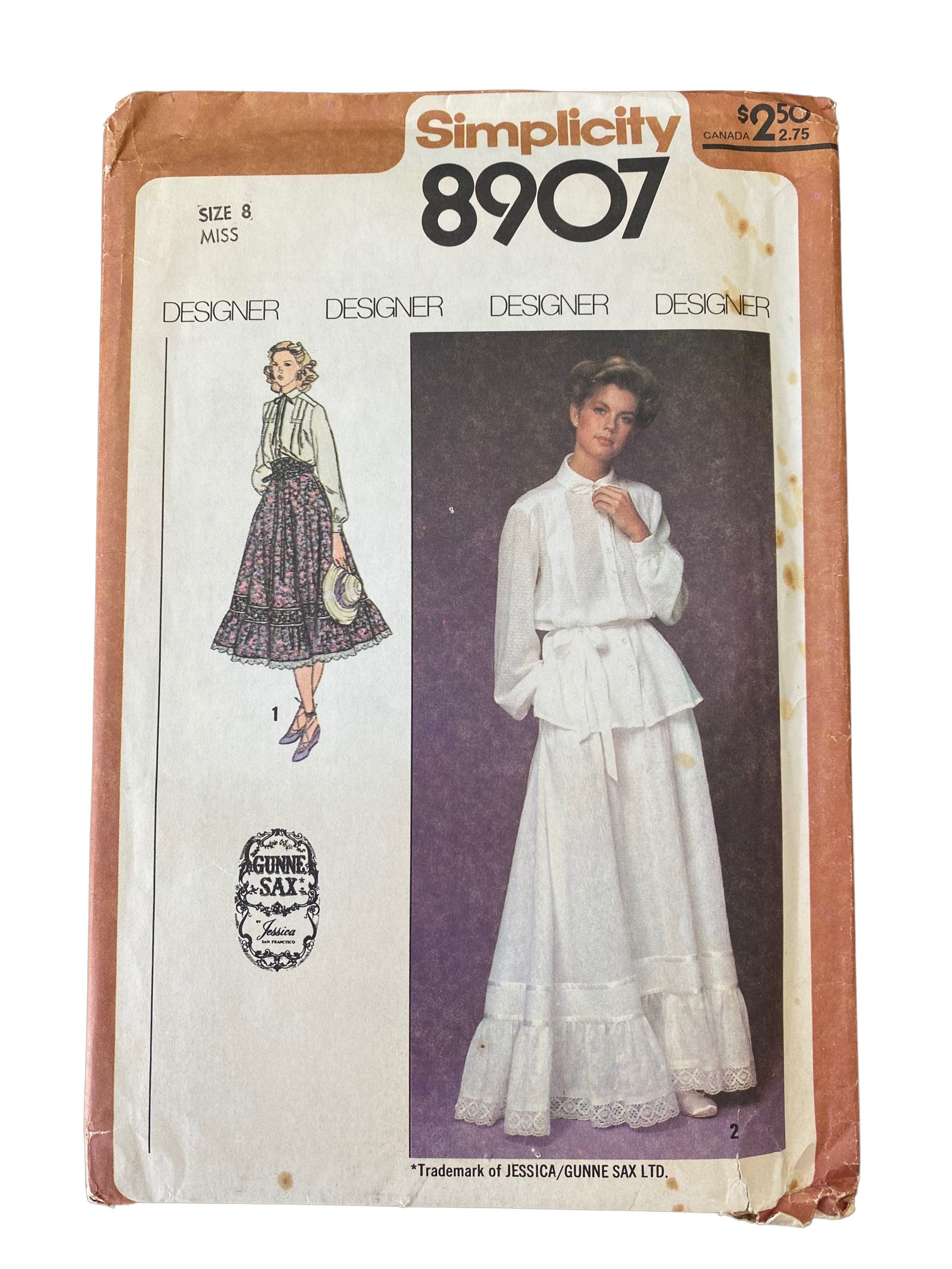 Gunne Sax Dress Pattern FF Size 8 Misses Vintage Simplicity