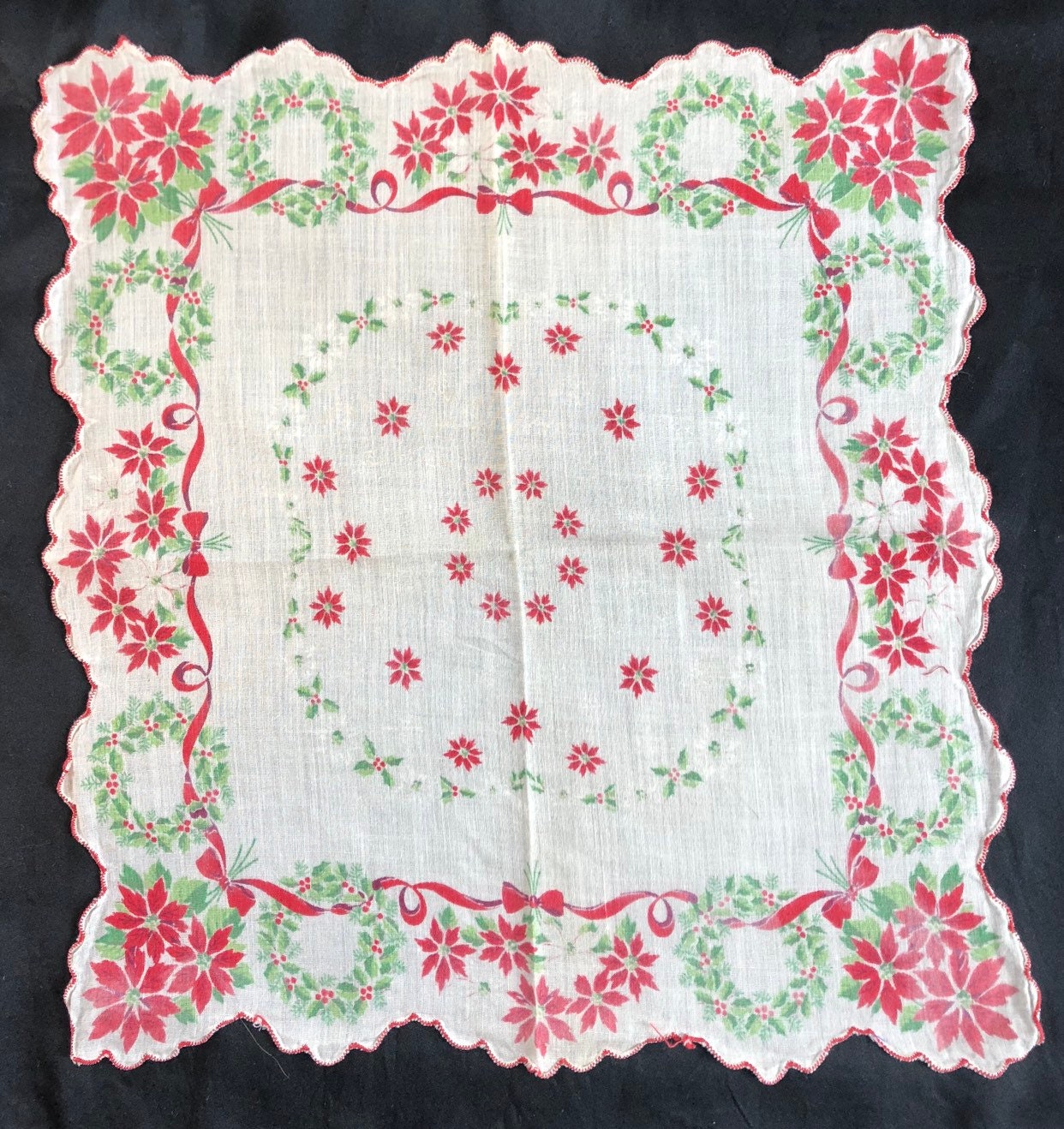 1950's Christmas Handkerchief Pocket Square Hanky Hankie - Etsy
