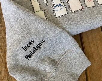 Adding names to sweatshirt sleeve