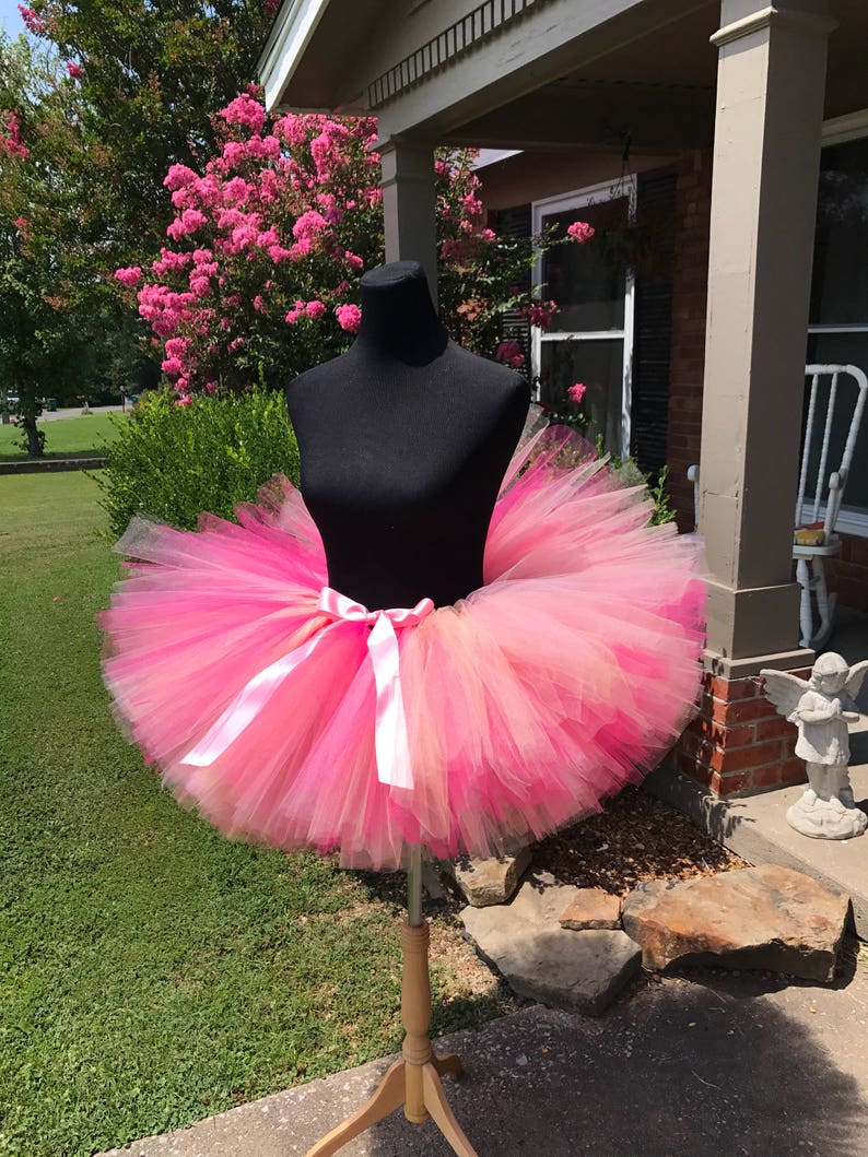 Pink, peach and fuchsia Tutu, Adult cake smash tutus, Adult tutu, Multi pink adult tutu, Adult tutus for waist up 35 up to 45 image 4