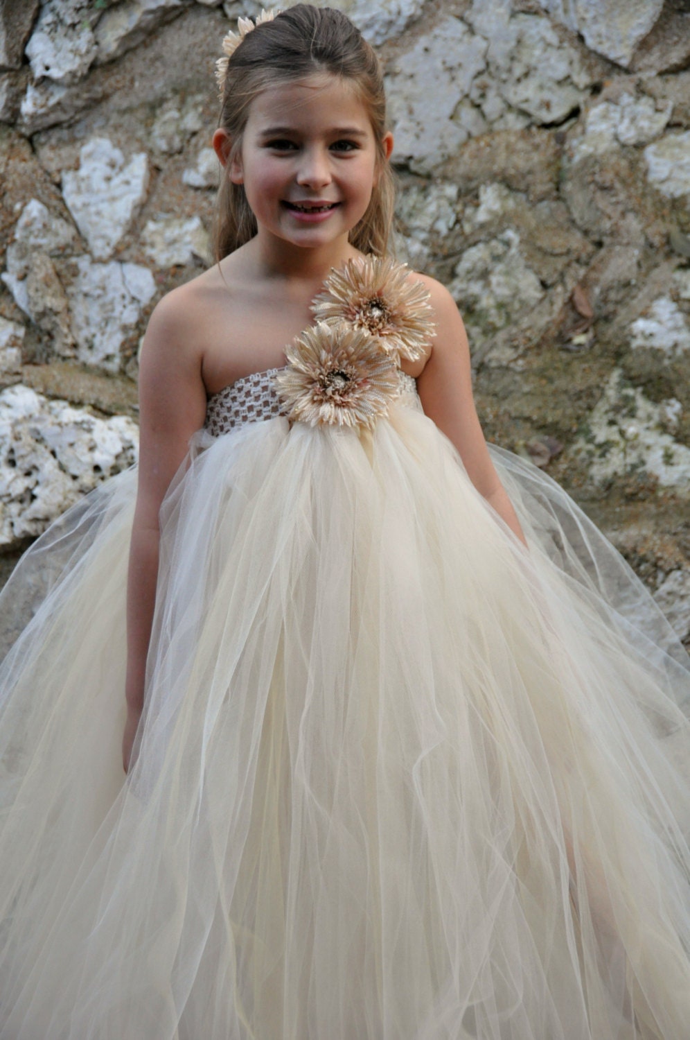 Golden Elegance Flower Girl Tutu Dress/ Shabby Chic Wedding/ | Etsy
