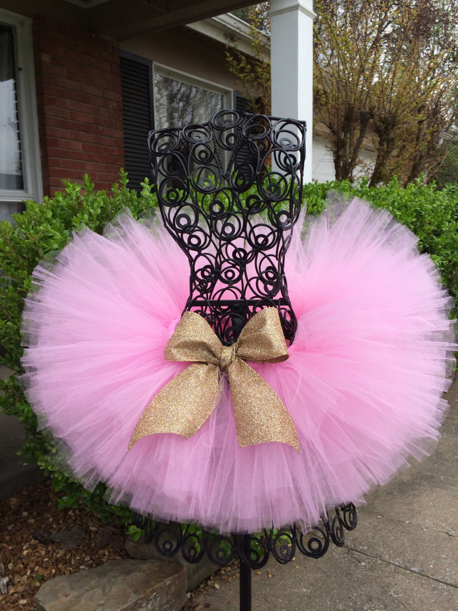 Pink Tutu With Gold Glitter Ribbon Pink and Gold Tutu 1st Etsy