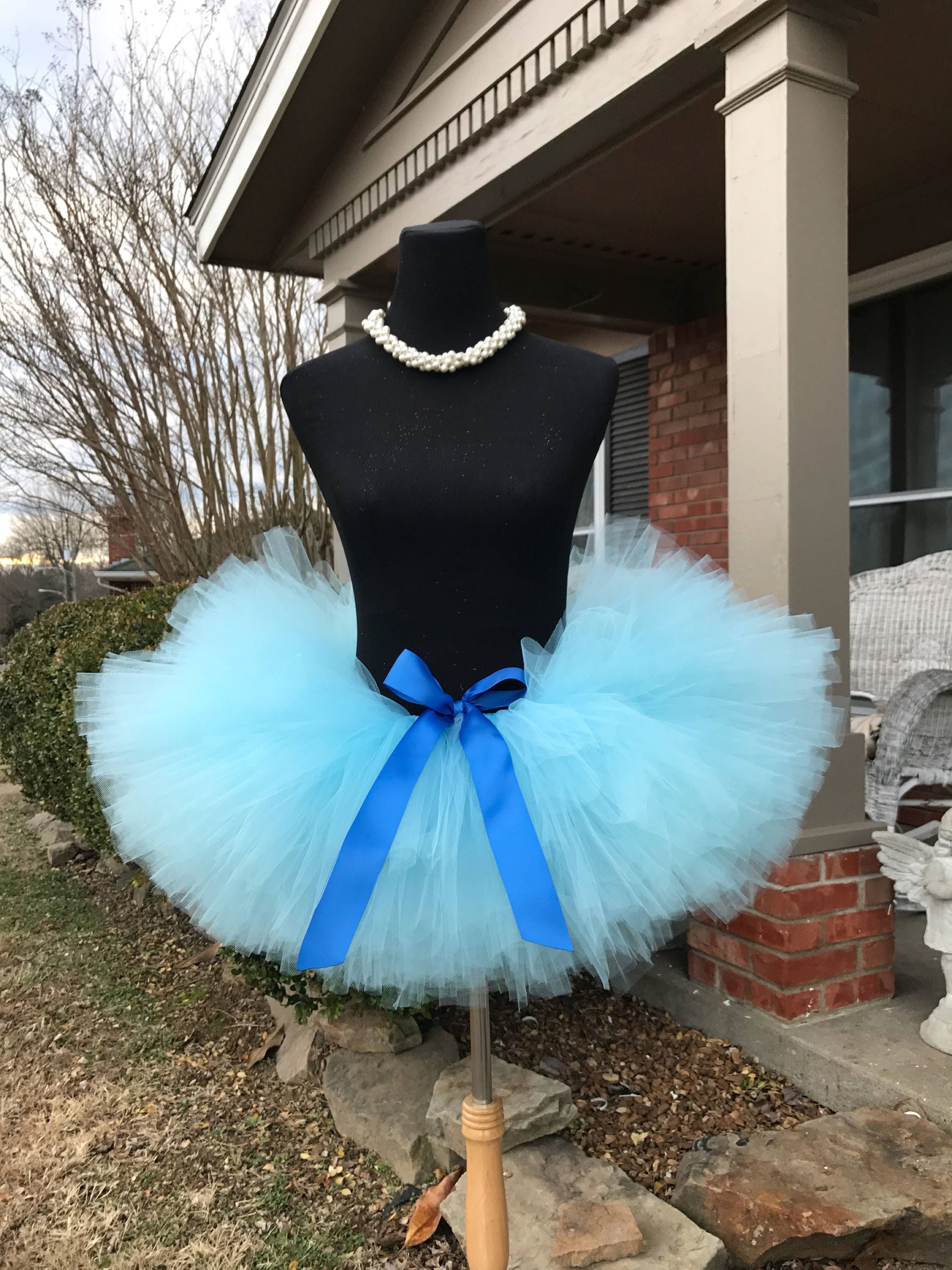 Light Blue With Royal Blue Ribbon Adult Tutu, Maternity Tutu