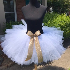 Adult Women's White Ribbon Tutu