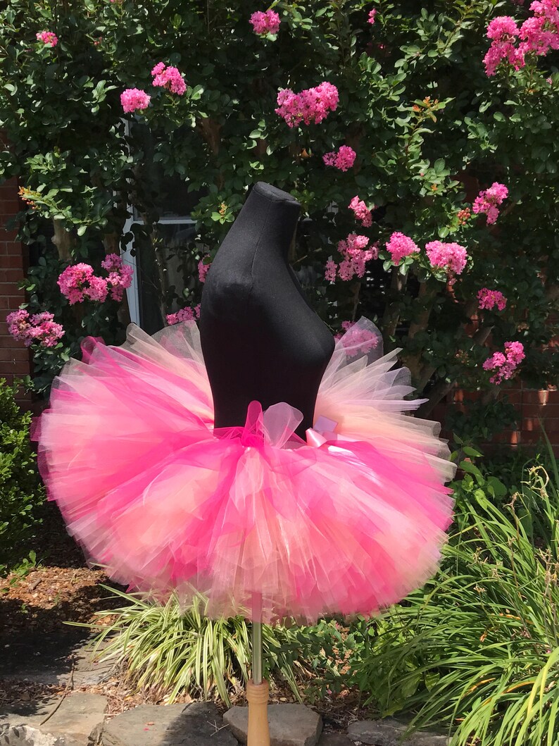 Pink, peach and fuchsia Tutu, Adult cake smash tutus, Adult tutu, Multi pink adult tutu, Adult tutus for waist up 35 up to 45 image 10