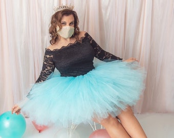 Solid Aqua Adult Tutu for waist up to 34 1/2" great for Halloween, Birthdays, Dance and Bachelorette parties