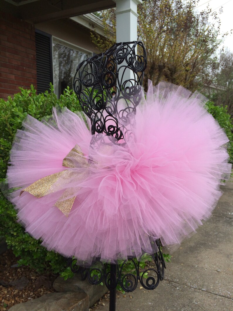Pink Tutu With Gold Glitter Ribbon Pink and Gold Tutu 1st Etsy