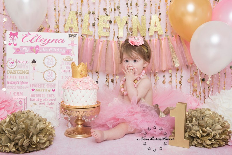 Pink Tutu With Gold Glitter Ribbon Pink and Gold Tutu 1st Etsy