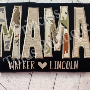 Personalized MAMA Applique Sweatshirt, Keepsake Clothing Fabric Crewneck