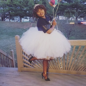Solid White 2 tier Bridal Tutu for waist 35” up to 45" great for Halloween, Birthdays, Dance and Bachelorette parties