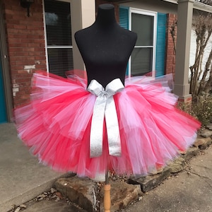 Red and white Adult Tutu w/ silver glitter bow, Maternity Tutu, Adult Tutu Skirt, Adult Cake Smash Tutu, Christmas adult tutus