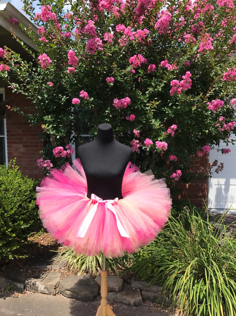 Pink, peach and fuchsia Tutu, Adult cake smash tutus, Adult tutu, Multi pink adult tutu, Adult tutus for waist up 35 up to 45 image 9