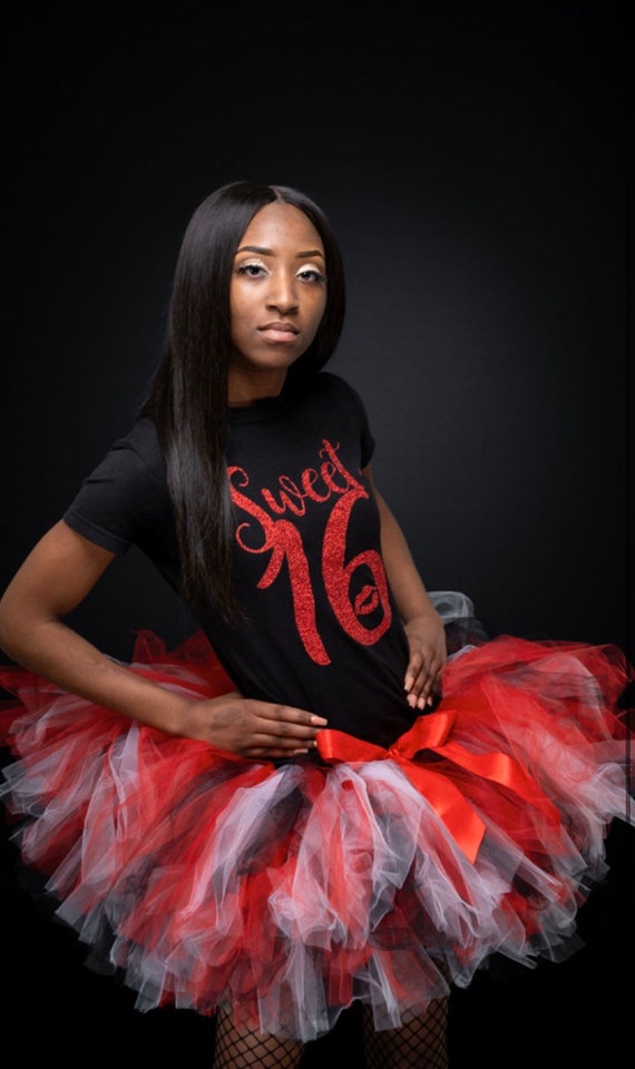 Tutu dress red black clearance white