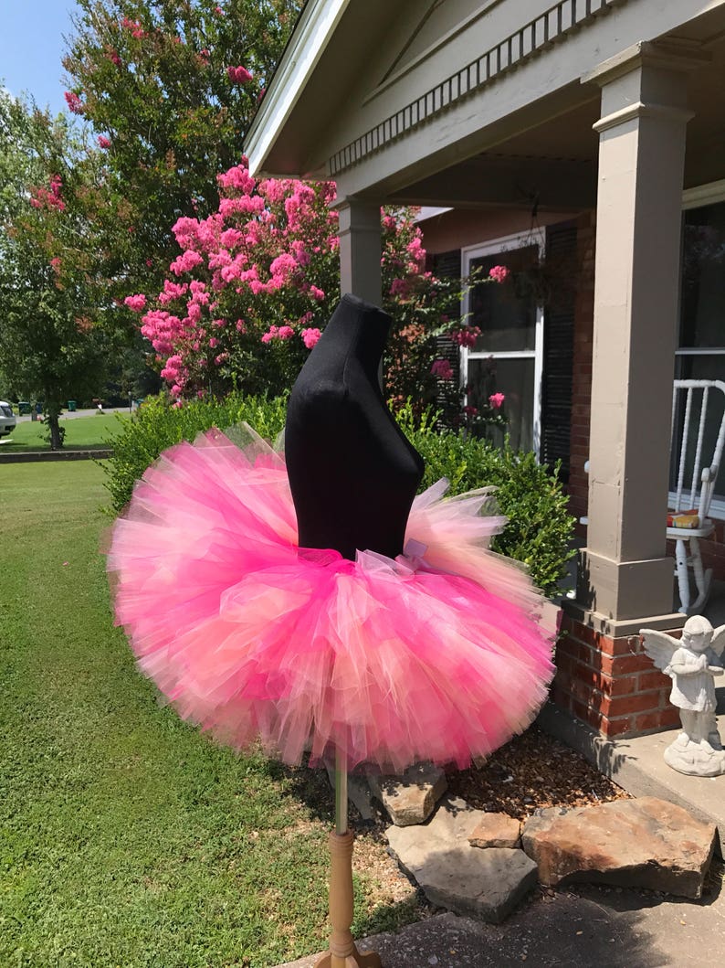 Pink, peach and fuchsia Tutu, Adult cake smash tutus, Adult tutu, Multi pink adult tutu, Adult tutus for waist up 35 up to 45 image 2