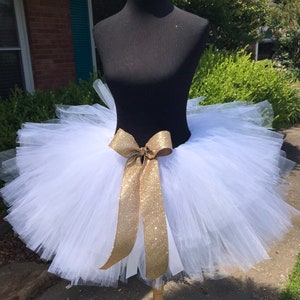 Adult Women's White Ribbon Tutu main image 1