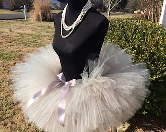 Solid Gray (silver) Adult Tutu, Maternity Tutu, Adult Tutu Skirt, Adult Cake Smash Tutu, Bachelorette Tutus for waist up to 34 1/2"