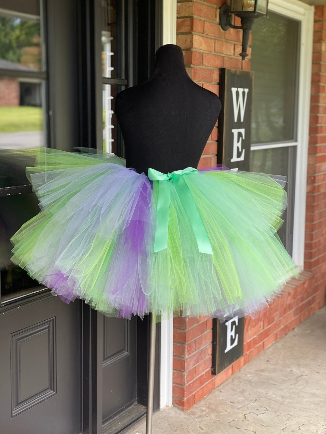Multi Green and Purple Adult Tutu W/ Mint Green Ribbon Adult