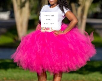 Fuchsia Adult Tutu for waist 35" up to 45" great for Halloween, Birthdays, Dance and Bachelorette parties