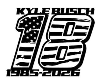 Calcomanía conmemorativa de Kyle Busch 8 con bandera, calcomanía de vinilo para ventanas de autos y camiones.