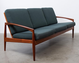 Kai Kristiansen Paper Knife Teak Sofa Green Wool Upholstery Made in Denmark Vintage